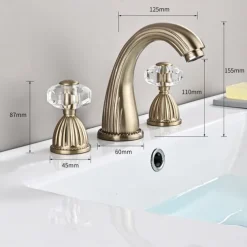 Basin Faucet Antique Bronze Bathroom Sink Faucet 3 Hole Widespread Gold Basin Mixer Hot and Cold Water Tap
