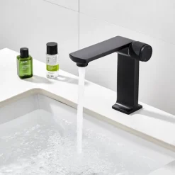 Basin Sink Mixer Taps, Bathroom Sink Faucet Single Handle One Hole Deck Mounted Vessel Water Tap with Hot and Cold Hose