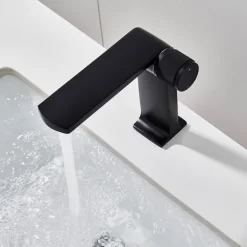 Basin Sink Mixer Taps, Bathroom Sink Faucet Single Handle One Hole Deck Mounted Vessel Water Tap with Hot and Cold Hose