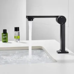 Basin Sink Mixer Taps, Bathroom Sink Faucet Single Handle One Hole Deck Mounted Vessel Water Tap with Hot and Cold Hose