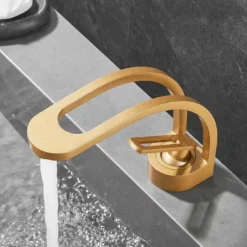 Basin Sink Mixer Taps, Deck Mounted Bathroom Sink Faucet, Brass Sinlge Handle with Hot and Cold Hose, One Hole Vessel Water Tap Chrome Black White Grey