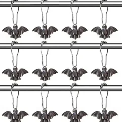 Bat Shower Curtain Hooks for Halloween Theme Decoration Bathroom Shower Rods, Rustproof Stainless Steel Shower Curtain Rings for Halloween Party Gothic Haunted House Decor 1pc