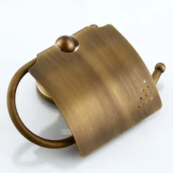 Bath Accessory Set Include Toilet Paper Holder and Robe Hook Antique Brass Wall Mounted 2 pcs