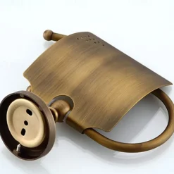Bath Accessory Set Include Toilet Paper Holder and Robe Hook Antique Brass Wall Mounted 2 pcs