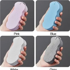 Bath Body Shower Sponge Scrub with Self-adhesive Hook Spa Scrub Exfoliator Dead Skin Remover for Adults Children Elasticity Reusable Shower Brush Skin Cleaner