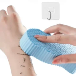 Bath Body Shower Sponge Scrub with Self-adhesive Hook Spa Scrub Exfoliator Dead Skin Remover for Adults Children Elasticity Reusable Shower Brush Skin Cleaner