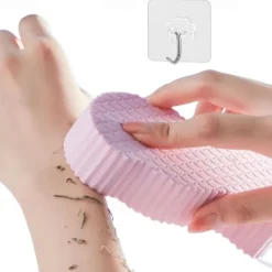 Bath Body Shower Sponge Scrub with Self-adhesive Hook Spa Scrub Exfoliator Dead Skin Remover for Adults Children Elasticity Reusable Shower Brush Skin Cleaner