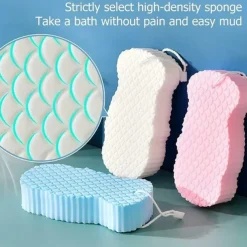Bath Body Shower Sponge Scrub with Self-adhesive Hook Spa Scrub Exfoliator Dead Skin Remover for Adults Children Elasticity Reusable Shower Brush Skin Cleaner