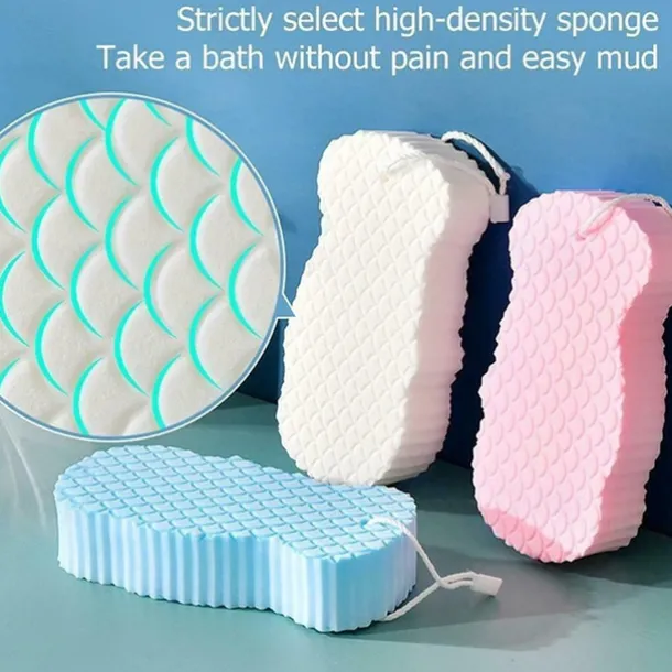 Bath Body Shower Sponge Scrub with Self-adhesive Hook Spa Scrub Exfoliator Dead Skin Remover for Adults Children Elasticity Reusable Shower Brush Skin Cleaner