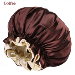 Bath Hat Silk Bonnet for Women Satin Bonnet for Curly Hair Sleep Cap Double Layer Large Silk Hair Bonnet for Black Women Natural Hair