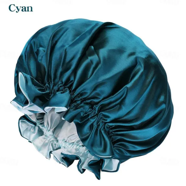 Bath Hat Silk Bonnet for Women Satin Bonnet for Curly Hair Sleep Cap Double Layer Large Silk Hair Bonnet for Black Women Natural Hair