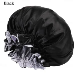 Bath Hat Silk Bonnet for Women Satin Bonnet for Curly Hair Sleep Cap Double Layer Large Silk Hair Bonnet for Black Women Natural Hair