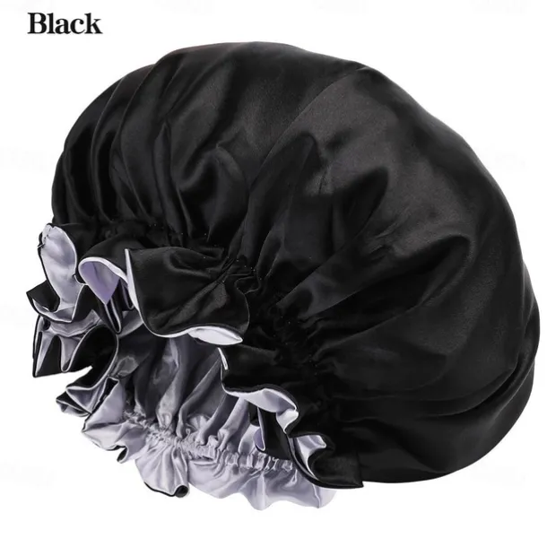 Bath Hat Silk Bonnet for Women Satin Bonnet for Curly Hair Sleep Cap Double Layer Large Silk Hair Bonnet for Black Women Natural Hair