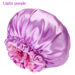 Bath Hat Silk Bonnet for Women Satin Bonnet for Curly Hair Sleep Cap Double Layer Large Silk Hair Bonnet for Black Women Natural Hair