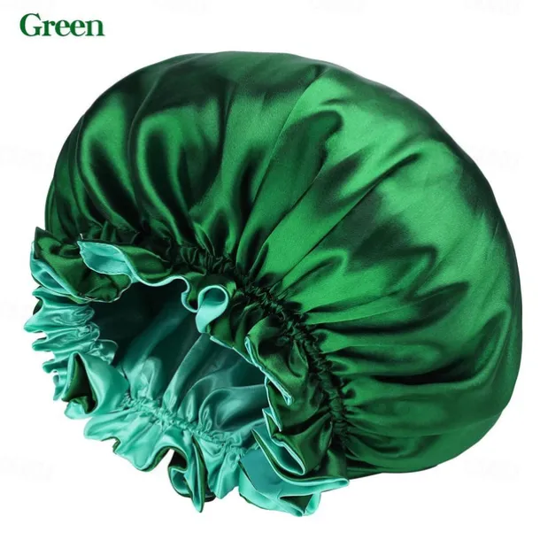 Bath Hat Silk Bonnet for Women Satin Bonnet for Curly Hair Sleep Cap Double Layer Large Silk Hair Bonnet for Black Women Natural Hair