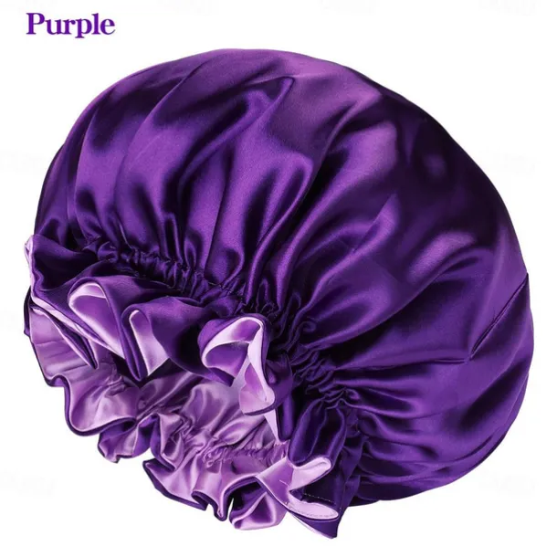 Bath Hat Silk Bonnet for Women Satin Bonnet for Curly Hair Sleep Cap Double Layer Large Silk Hair Bonnet for Black Women Natural Hair