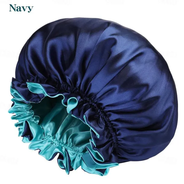 Bath Hat Silk Bonnet for Women Satin Bonnet for Curly Hair Sleep Cap Double Layer Large Silk Hair Bonnet for Black Women Natural Hair