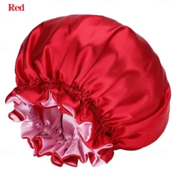 Bath Hat Silk Bonnet for Women Satin Bonnet for Curly Hair Sleep Cap Double Layer Large Silk Hair Bonnet for Black Women Natural Hair