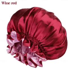 Bath Hat Silk Bonnet for Women Satin Bonnet for Curly Hair Sleep Cap Double Layer Large Silk Hair Bonnet for Black Women Natural Hair