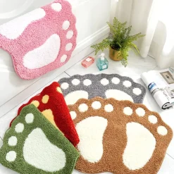 Bath Mat Non-slip Bathroom Rugs Mats Water Absorbent Non-Slip Mat Used in Bathroom, Shower, Room, Etc.Soft Flocking Bath Mat Machine Washable Bath Mat Bathroom Mat