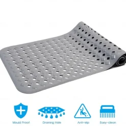 Bath Mat Non-slip Bathtub Mat Anti-Bacterial Shower Mat,Extra Long,90*40CM/16"*35", Powerful Suction Cup Gripping,Machine Washable, BPA Free, Non-Toxic, Phthalate free, Latex Free