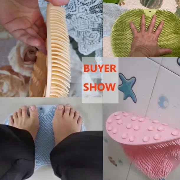 Bath Mat Non-slip Remove Dead Skin Lazy People Rub Back Artifact Silicone Shower Foot Scrubber Back Brush Bathroom Massager Clean