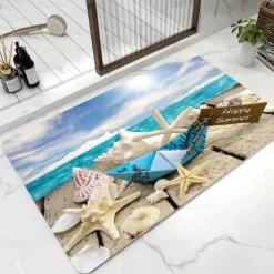 Bath Mat Non-slip Rug-Rubber Quick Dry Super Absorbent Thin Bathroom Rugs Fit Under Door-Washable Bathroom Floor Mats-Shower Rug for in Front of Bathtub Shower Room Sink