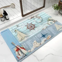 Bath Mat Non-slip Rug-Rubber Quick Dry Super Absorbent Thin Bathroom Rugs Fit Under Door-Washable Bathroom Floor Mats-Shower Rug for in Front of Bathtub Shower Room Sink