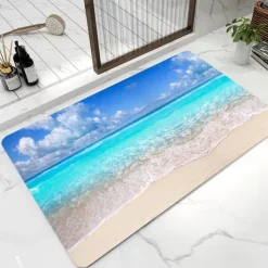 Bath Mat Non-slip Rug-Rubber Quick Dry Super Absorbent Thin Bathroom Rugs Fit Under Door-Washable Bathroom Floor Mats-Shower Rug for in Front of Bathtub Shower Room Sink