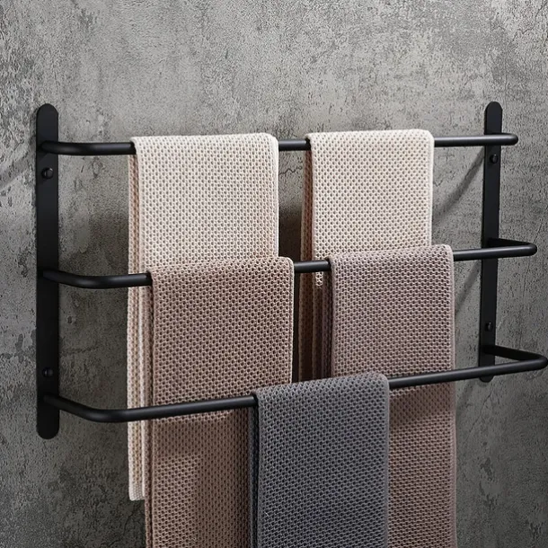 Bath Towel Bars, 3-Tiers Ladder Towel Rails Wall Mounted, Towel Bar Multifunction Contemporary Stainless Steel Bathroom Wall Mounted