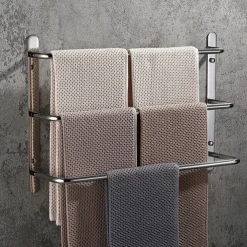 Bath Towel Bars, 3-Tiers Ladder Towel Rails Wall Mounted, Towel Bar Multifunction Contemporary Stainless Steel Bathroom Wall Mounted