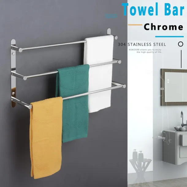 Bath Towel Bars, 3-Tiers Ladder Towel Rails Wall Mounted, Towel Bar Multifunction Contemporary Stainless Steel Bathroom Wall Mounted