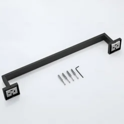 Bath Towel Bar,SUS304 Stainless Steel Towel Rack for Bathroom,Bathroom Accessories Towel Rod Heavy Duty Wall Mounted Towel Holder (Matte Black)