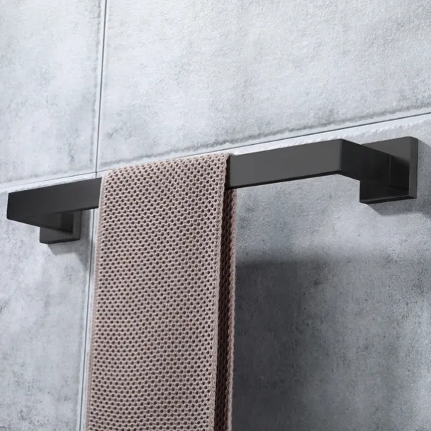 Bath Towel Bar,SUS304 Stainless Steel Towel Rack for Bathroom,Bathroom Accessories Towel Rod Heavy Duty Wall Mounted Towel Holder (Matte Black)