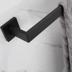Bath Towel Bar,SUS304 Stainless Steel Towel Rack for Bathroom,Bathroom Accessories Towel Rod Heavy Duty Wall Mounted Towel Holder (Matte Black)