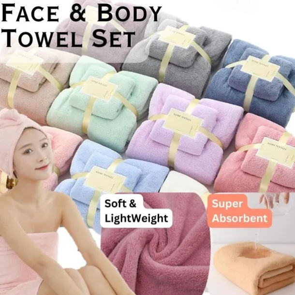 Bath Towels Set for Bathroom,Thick,Soft&Absorbent Fleece Bath Towels,1PC Bath Towel&1PC Hand Towel,Microfiber Quick Dry Bath Towel,Multipurpose Bath Sheets Towels for Bath, Gym and Spa