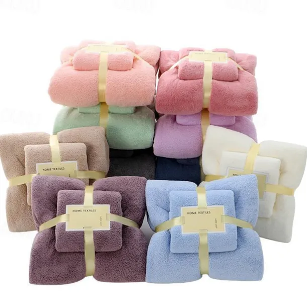 Bath Towels Set for Bathroom,Thick,Soft&Absorbent Fleece Bath Towels,1PC Bath Towel&1PC Hand Towel,Microfiber Quick Dry Bath Towel,Multipurpose Bath Sheets Towels for Bath, Gym and Spa