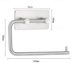 Bathroom Accessories Set Stainless Steel Include Multifunction Paper Holder and Robe Hooks 4pcs Punched-free Matte Black and Brushed Silvery with 3M Strong Viscosity Adhesive