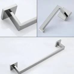 Bathroom Accessory Set 4 Piece Stainless Steel,Wall Mounted Towel Bar,Toilet Paper Holder,Toilet Brush Holder and Robe Hook,Bathroom Hardware Set(Black/Golden/Chrome/Brushed Nickel)