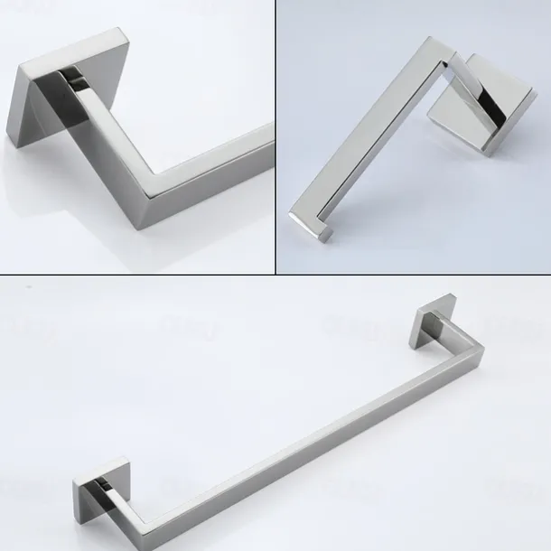 Bathroom Accessory Set 4 Piece Stainless Steel,Wall Mounted Towel Bar,Toilet Paper Holder,Toilet Brush Holder and Robe Hook,Bathroom Hardware Set(Black/Golden/Chrome/Brushed Nickel)