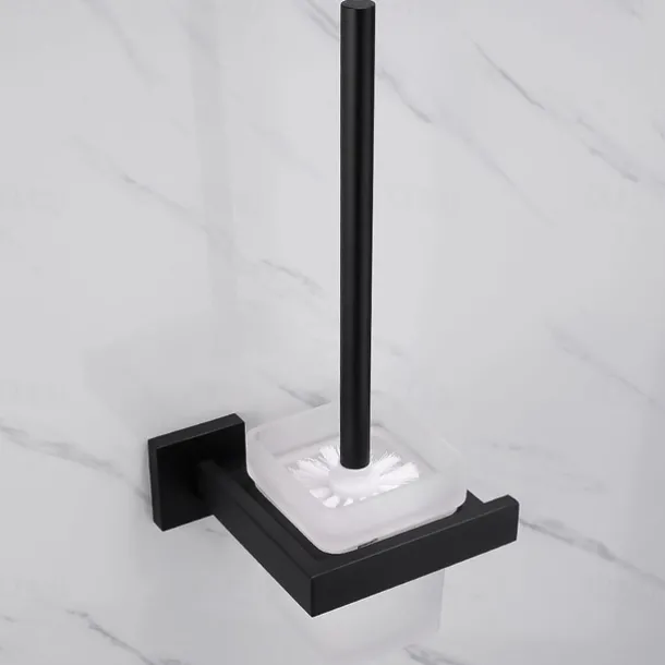 Bathroom Accessory Set 4 Piece Stainless Steel,Wall Mounted Towel Bar,Toilet Paper Holder,Toilet Brush Holder and Robe Hook,Bathroom Hardware Set(Black/Golden/Chrome/Brushed Nickel)