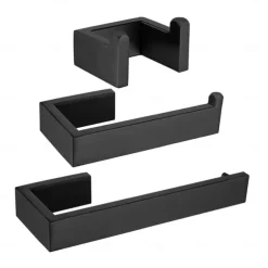 Bathroom Accessory Set 3 Piece Stainless Steel,Wall Mounted Towel Bar,Toilet Paper Holder and Robe Hook,Bathroom Hardware Set(Black/Brushed Nickel)