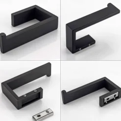 Bathroom Accessory Set 3 Piece Stainless Steel,Wall Mounted Towel Bar,Toilet Paper Holder and Robe Hook,Bathroom Hardware Set(Black/Brushed Nickel)