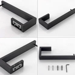 Bathroom Accessory Set 3 Piece Stainless Steel,Wall Mounted Towel Bar,Toilet Paper Holder and Robe Hook,Bathroom Hardware Set(Black/Brushed Nickel)