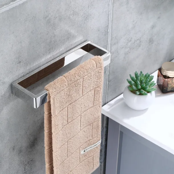 Bathroom Accessory Set 304 Stainless Steel 3-Piece Towel Rack Towel Ring Toilet Paper RackBright Silvery