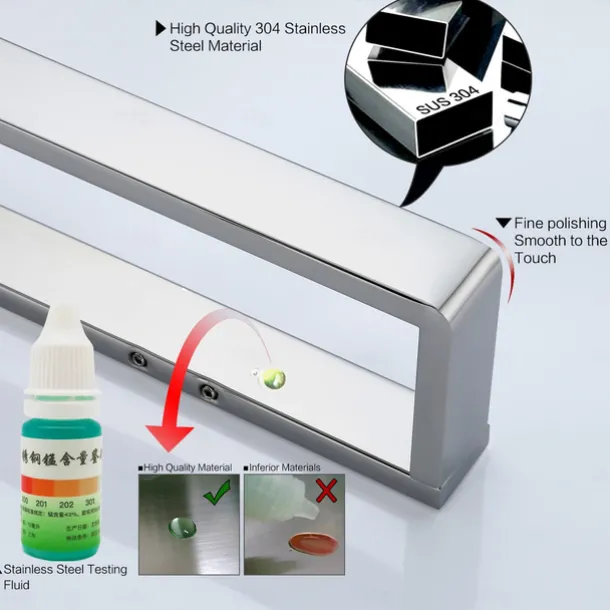 Bathroom Accessory Set 304 Stainless Steel 3-Piece Towel Rack Towel Ring Toilet Paper RackBright Silvery