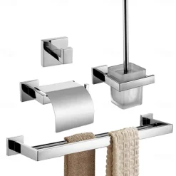 Bathroom Accessory Set / Toilet Paper Holder / Robe Hook New Design / Creative Contemporary / Modern Stainless Steel + A Grade ABS / Stainless Steel / Metal 4pcs - Bathroom Wall Mounted