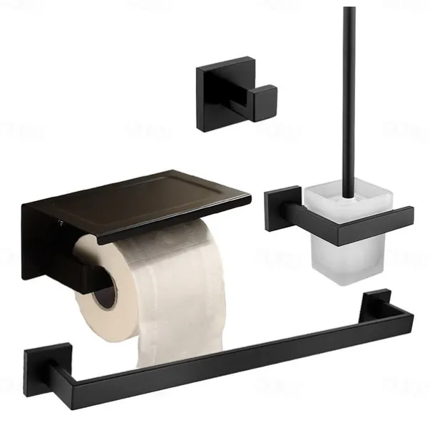 Bathroom Accessory Set / Towel Bar / Toilet Paper Holder Premium Design / Creative Traditional / Modern Glasses / Stainless Steel / Metal 4pcs - Bathroom Wall Mounted