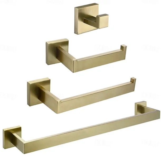 Bathroom Accessory Set / Towel Bar / Toilet Paper Holder New Design / Creative Contemporary / Modern Stainless Steel / Low-carbon Steel / Metal 4pcs - Bathroom 1-Towel Bar Wall Mounted