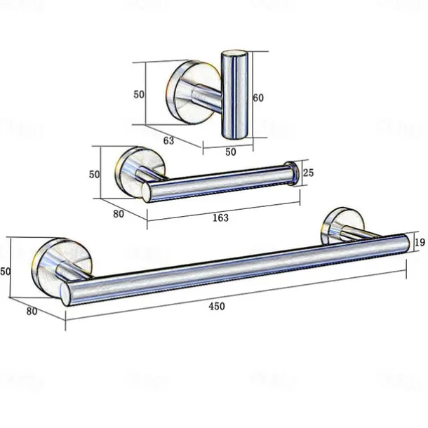 Bathroom Accessory Set / Towel Bar / Toilet Paper Holder New Design / Adorable / Creative Contemporary / Modern Stainless Steel / Low-carbon Steel / Metal 3pcs - Bathroom Wall Mounted